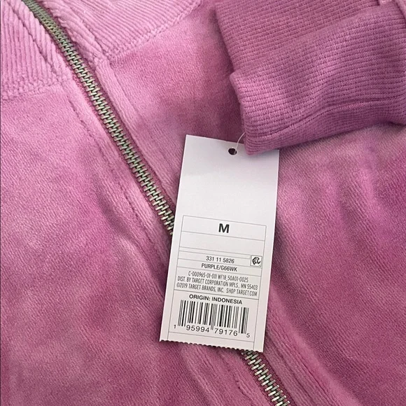 Wild Fable Quarter Zip Velour Tunic Purple Crew Neck Sweater - Picture 3 of 3